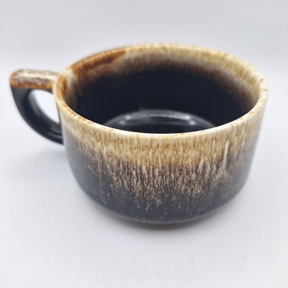 Vintage Ceramic Soup Mug Bowl Brown Drip Glaze Rustic MCM Kitchenware‎